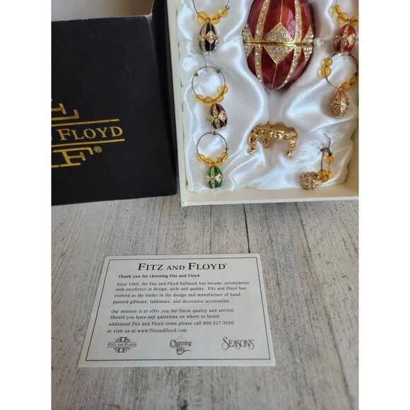 Fitz Floyd Red gold Jewel Egg box wine collection - Picture 2 of 7